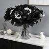 Black and White Roses Artificial Black Roses Fake Flowers DIY Home Decor Cemetery Roses Long Stem with Leaves Cemetery Flowers