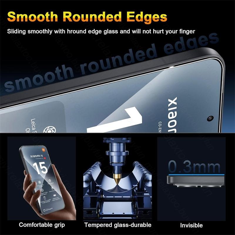 3Pcs Full Cover Tempered Glass For Xiaomi 15 Case Friendly Xiaomi 15 14 Mi 13 5G Xiaomi15 Xiaomi14 Xiaomi13 HD Screen Protector
