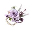 Europäisches Weißes Rosen-Anstecker & Handgelenk-Gesteck Set, Künstliche Seidenblume für Bräutigam Braut Brautjungfer, Outdoor-Hochzeitsfeier Dekoration