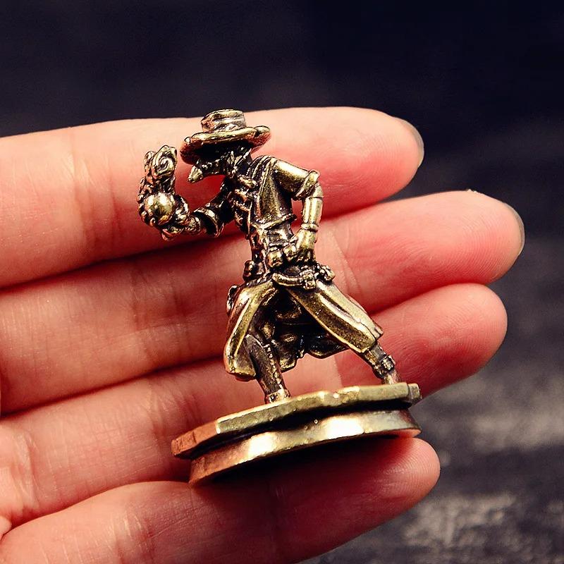 Solid Brass Dance Cowboy Figurines Miniatures Vintage Metal Characters Model Statue Desktop Toy Ornament Decorations Collections