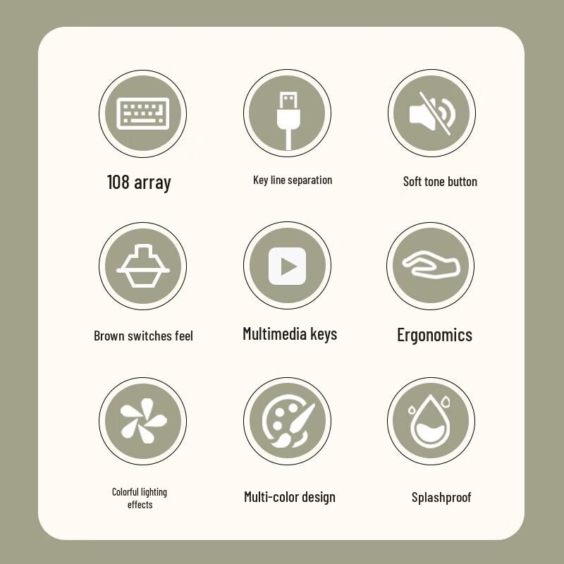 Aigo FG108 Wired 108-Key Mechanical Feel Membrane Keyboard