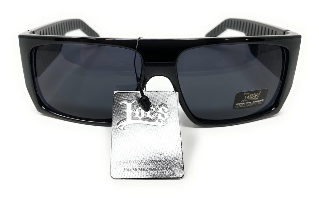 LOCS Hardcore Shades LOCS 91010 Black Sunglasses Gangster Square Flat Top Cholo OG Lowrider Shades for 2XL Adults, Black,
