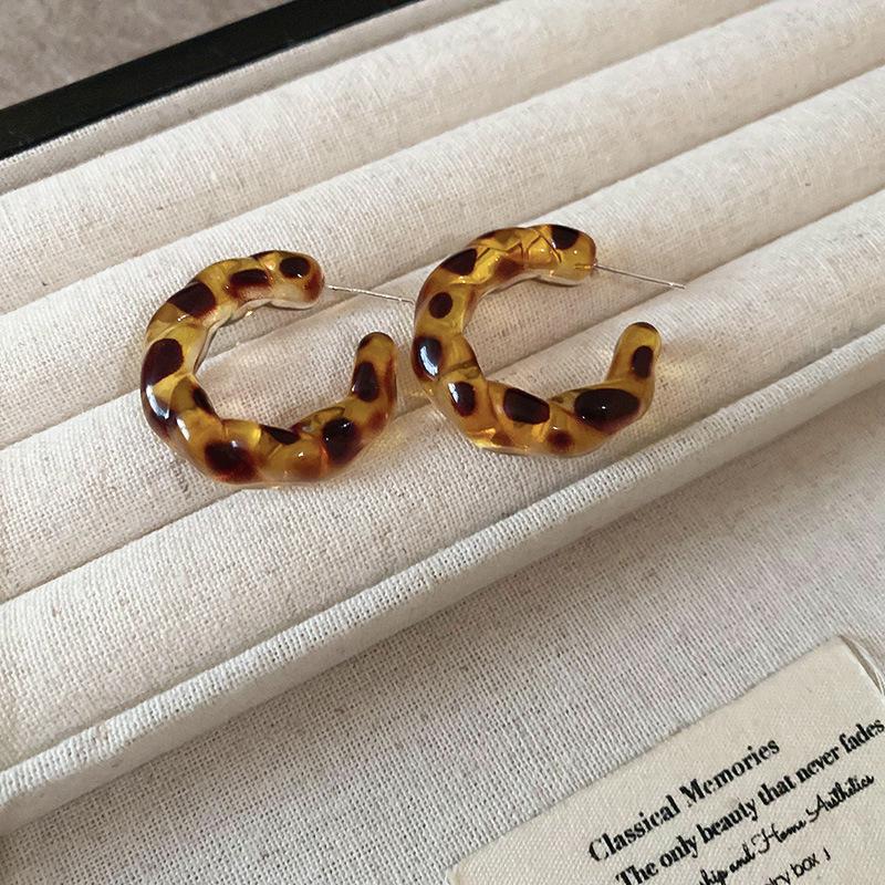 

Европейские ретро серьги-пусеты с серебристой дугой и леопардовым принтом - Высококлассный нишевый универсальный дизайн для женщин