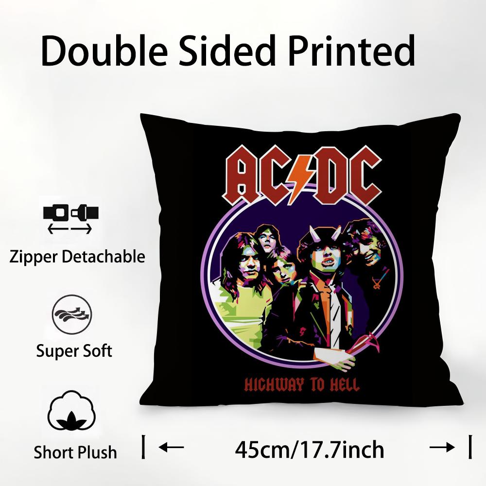 A-AC D-DC Back In Black Pillow Case Plush Fabric Soft Double Sided Print Sofa Cushion Cover Throw Pillow Covers