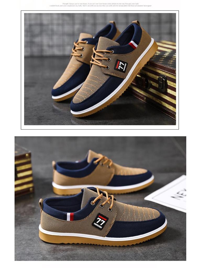 2025 Men's Breathable Canvas Lace-up Casual Shoes for Middle-aged and Elderly