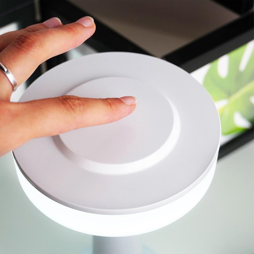 LED table lamp, white, wireless, 3 lighting modes, 21 cm