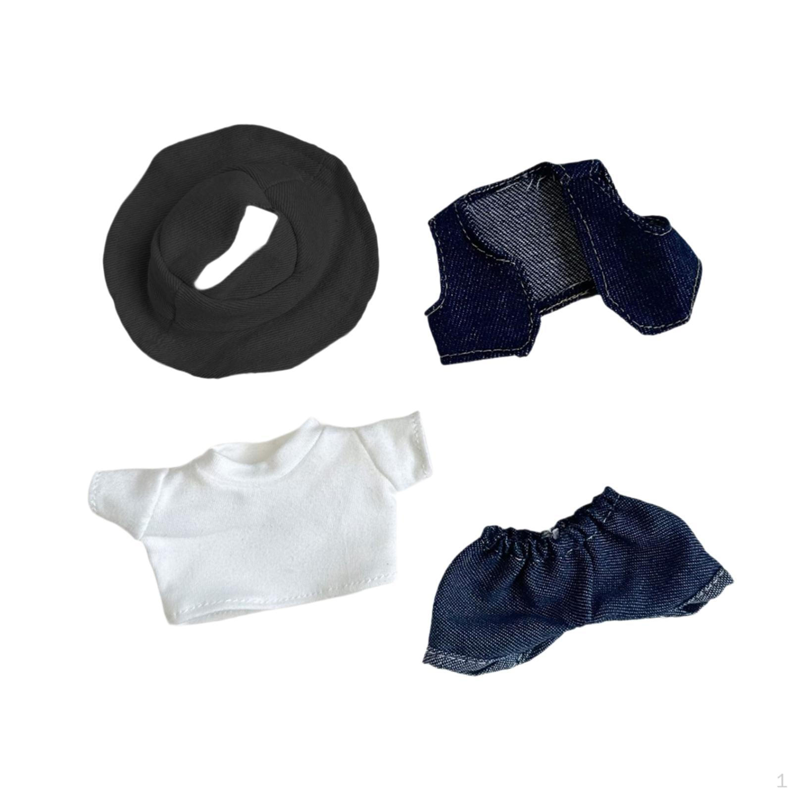 

17 см Кукольная одежда, милый костюм, аксессуары для костюмов, мягкий, декоративный реквизит для фотосъемки, модная футболка Black