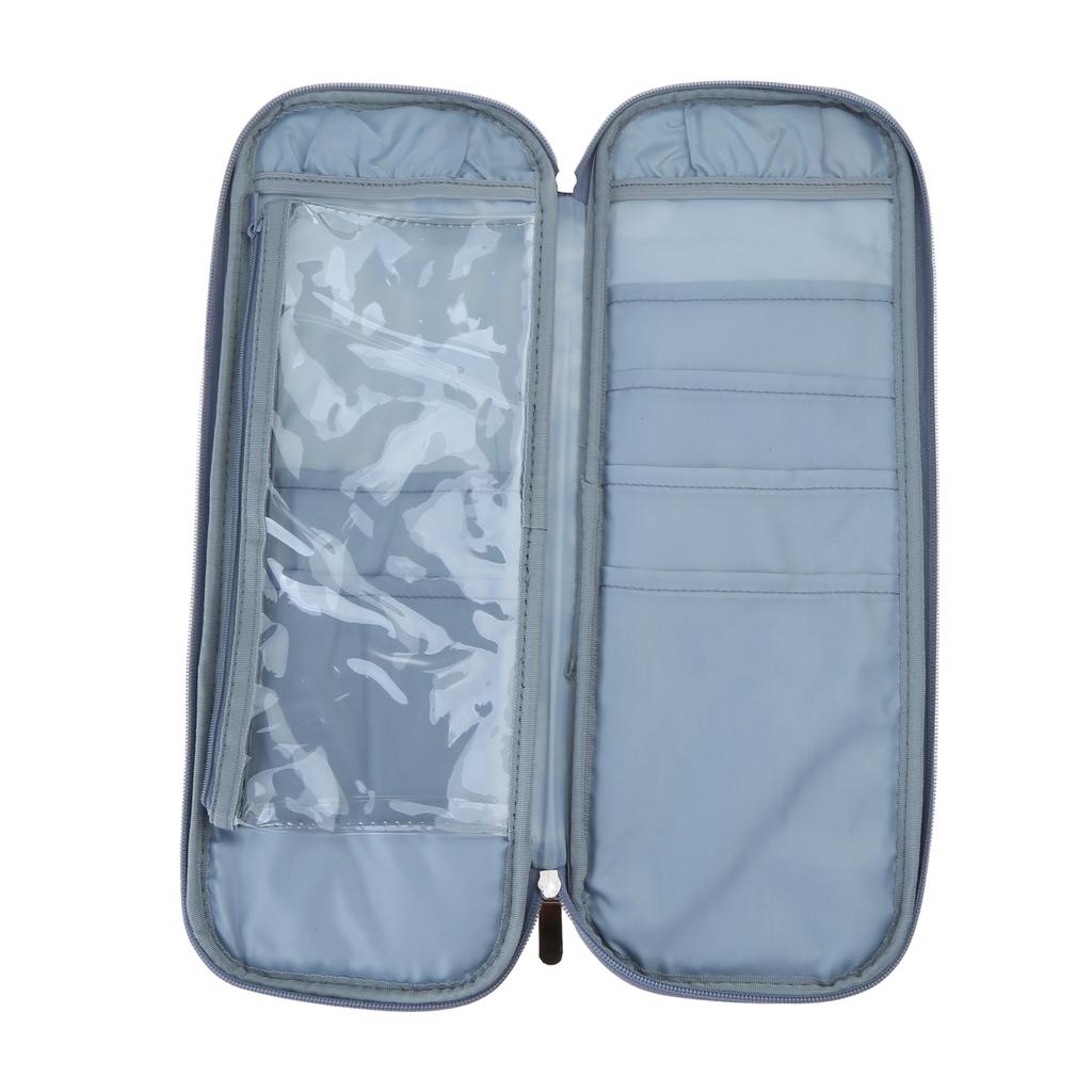 Knitting Needle Case Crochet Hooks Case with Clear Accessories Pocket, Zipper Storage Bag for Knitting Needle up to 15In
