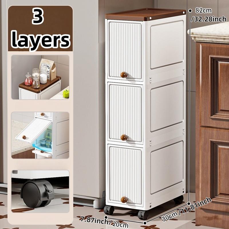 Slim Cabinet 20cm Wide Rolling Storage 2-6 Tiers Large Capacity Space-Saving Heavy-Duty for Kitchen Living Room Bedroom