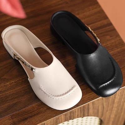 New Style Women's Shoes Casual Low-heeled Sandals Round-toed Slippers