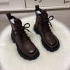 Short Boots for Women with British Style  Autumn and Winter New Style  Thick Soled and Slimming with Plush Short Boots