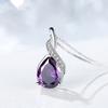 Buyee 925er Sterlingsilber Amethyst Stein Anhänger Kette Lila Edelstein Halskette für Damen Mode Klassisch Feiner Schmuck Kette