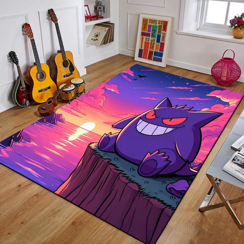 MINISO Creative Gengar Pokemon Anime Carpet for Living Room Bedroom Kids NonSlip  Playmat Balcony Lounge Sofa Rug Gift Idel