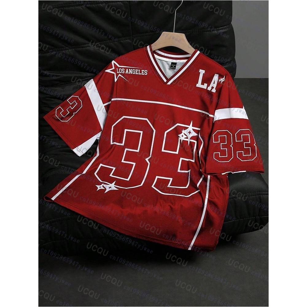 

Лос-Анджелес №33 Футбольная майка Модная повседневная футболка с V-образным вырезом Спортивная футболка Оверсайз Мужская футболка Одежда Уличная одежда Футболка для родителей и детей 2XL