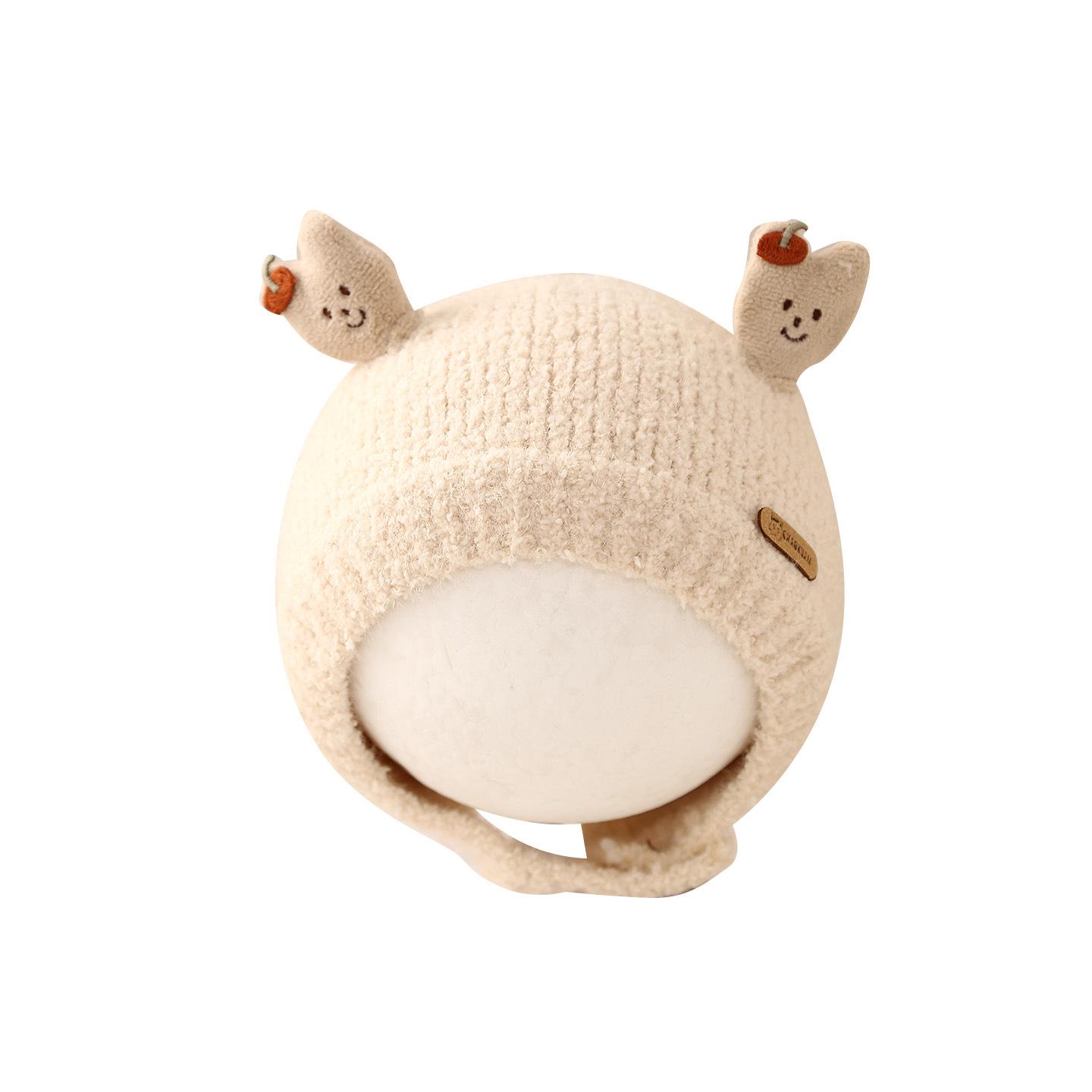 

Children s Warm Knit Ear Protection Hat - Cute & Trendy for Autumn/Winter Apple Rabbit Ear Protection Buckle - White