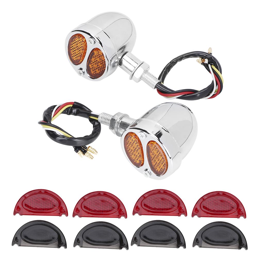 Motorcycle LED Turn Signal Light Brake Lamp Metal Blinker Flashers 12V 4 Wires