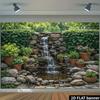 2D Natural Garden Waterfall Backdrop with Potted Plants for Outdoor Decor