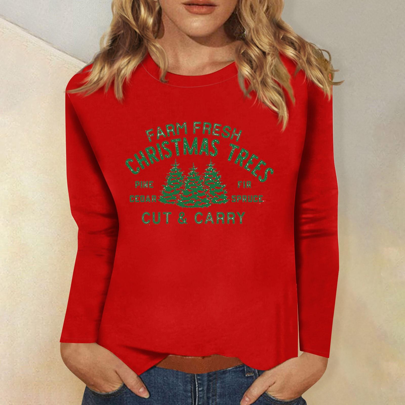 Женский повседневный повседневный топ с длинными рукавами и рождественским принтом — фото 6