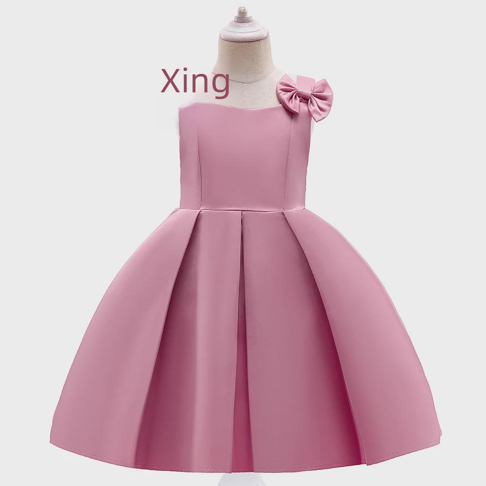 European & American Style Satin Princess Dress for Girls - Children's Day Catwalk & Piano Performance Outfit