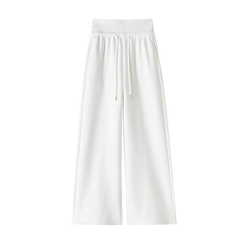 Women's American-Style Wide-Leg High Waist Sweatpants: Tummy Control, Loose Fit, Casual, Floor-Length for Spring & Autumn