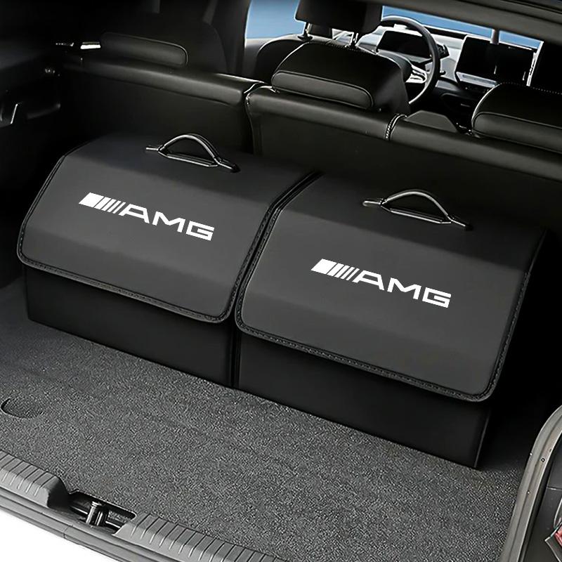 Portable Car Trunk Organizer Box Leather Travel Storage Bin For Mercedes Benz AMG GLE GLS CLA CLE GLC CLS GLA Tire Valve Cap