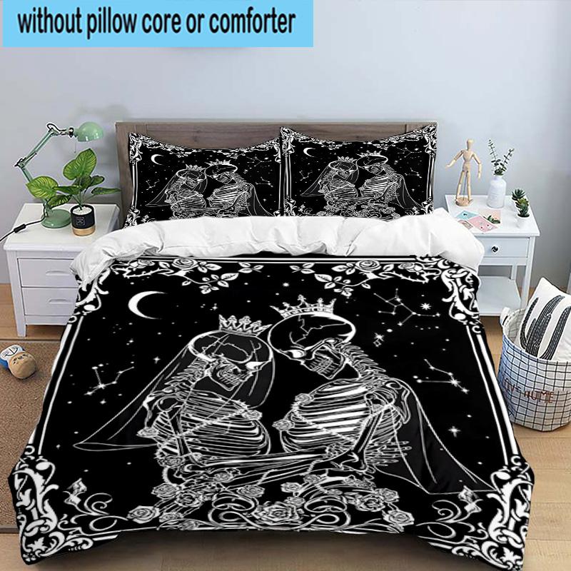 Day Of The Dead Celebration 3pcs Bedding,Including 1pc Duvet Cover And 2pcs Pillowcases Perfect for Christmas,Ideal for Bedroom, Dormitory