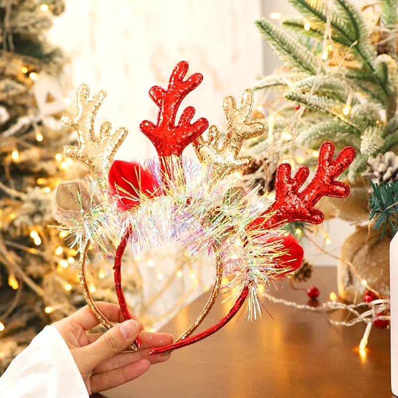 Christmas Headbands Gift Xmas Hair Accessories Cute Headband Cosplay Girls Reindeer Antlers Hairband Merry Christmas Decorations