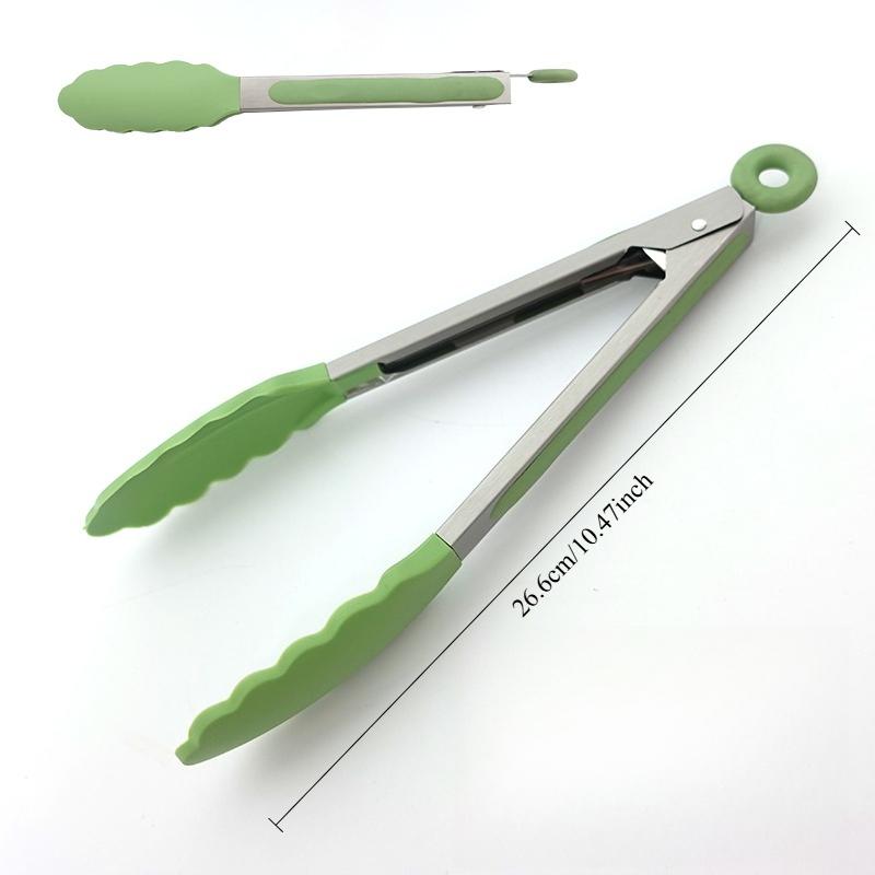11-Zoll Silikon-Lebensmittelzange Küche Hitzebeständig Edelstahl BBQ-Zange Grill Lebensmittelqualität Silikonspitze Anti-Rutsch Lebensmittelzange