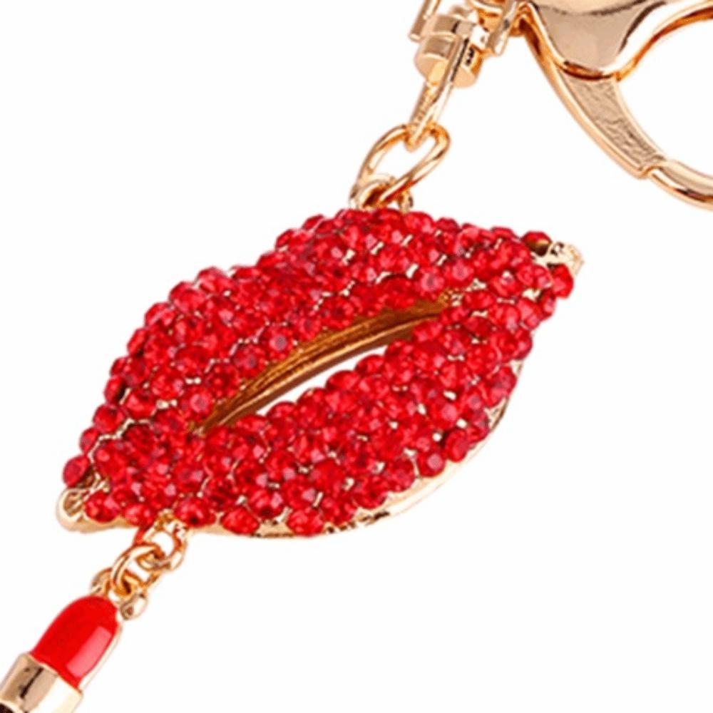 Sparkling Crystal Lip Keychain Sexy Lipsticking Lip Key Chain Lipstick Keychain Bag Pendant