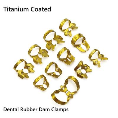 1 Piece Stainless Steel Titanium Coated Dental Most Popular Dam Clamps Rubber Barrier Clip  Dental Restoration Rubber