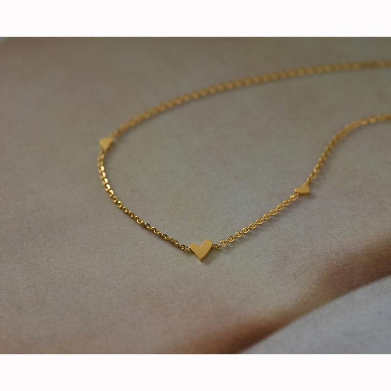 Minimalist Stylish Tiny Hearts Cute Stacked Bracelet Gold Plated Chain Ladies Women Student Fashion Jewelry