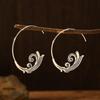 Retro Ethnic Silver Spiral Pattern Large Earrings for Women