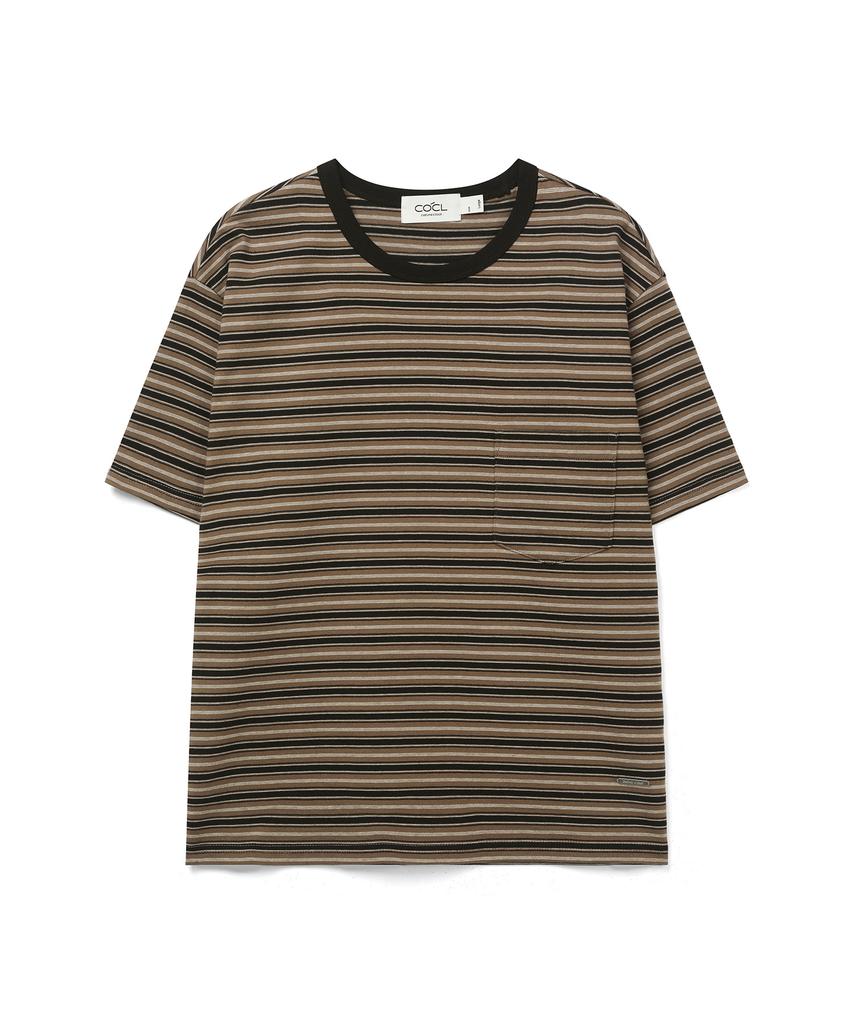 COSTUME O’CLOCK Striped Semi-Crop Short Sleeve T-Shirt 2 Colors Coosts263