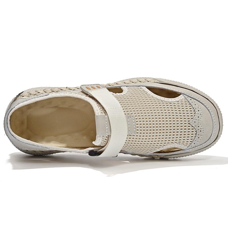 Summer Men's Sandals Handmade Mesh Breathable Casual Shoes