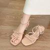 Stepping On Shit Feels Cool Slippers Women Summer Wear Thick Heel Rhinestones Word with High Heel Sandals Women Black High Heels Women Summer