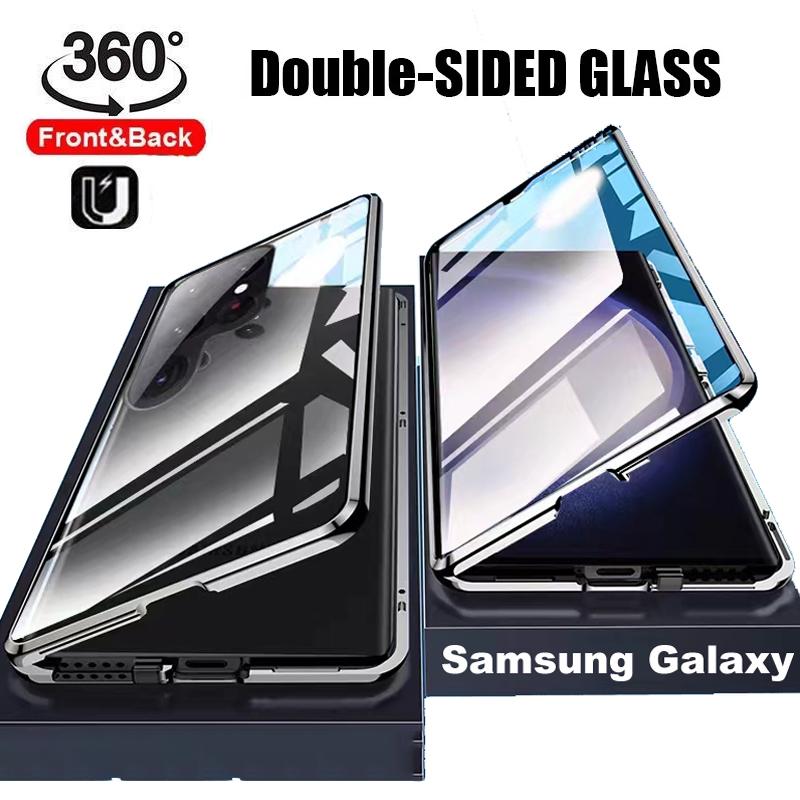 Custodia a Scatto con Telaio Metallico a 360° e Vetro su Entrambi i Lati per Samsung Galaxy S26 S25 S24 S23 S22 S21 Ultra Plus Copertura Telefono con Protezione Completa delle Lenti