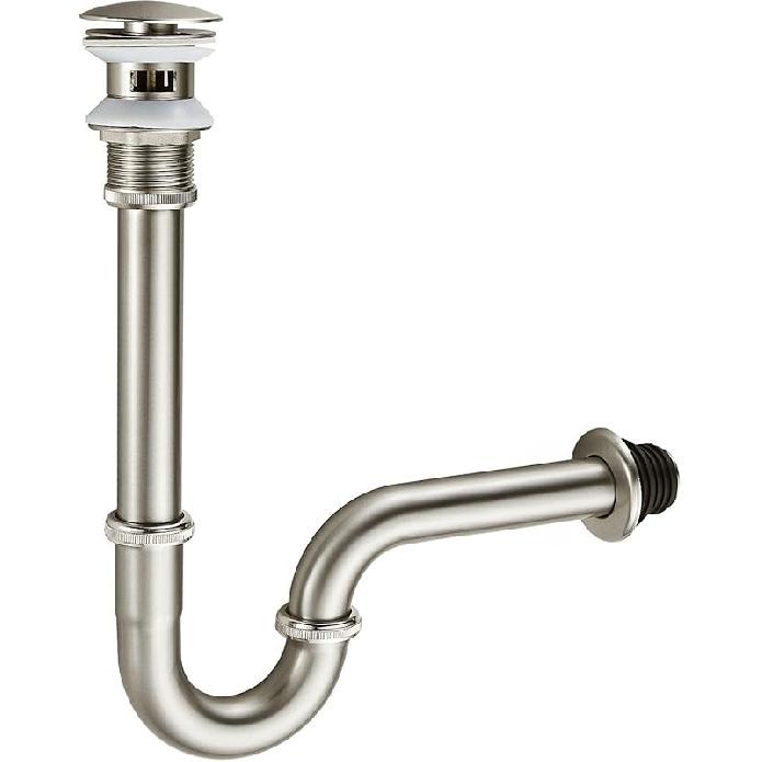 MENATT Stainless Steel P Trap with Bathroom Sink Stopper, 1-1/4 Sink Drain Bottle Trap Set with Overflow - Adjustable Height,Complete Basin Sink