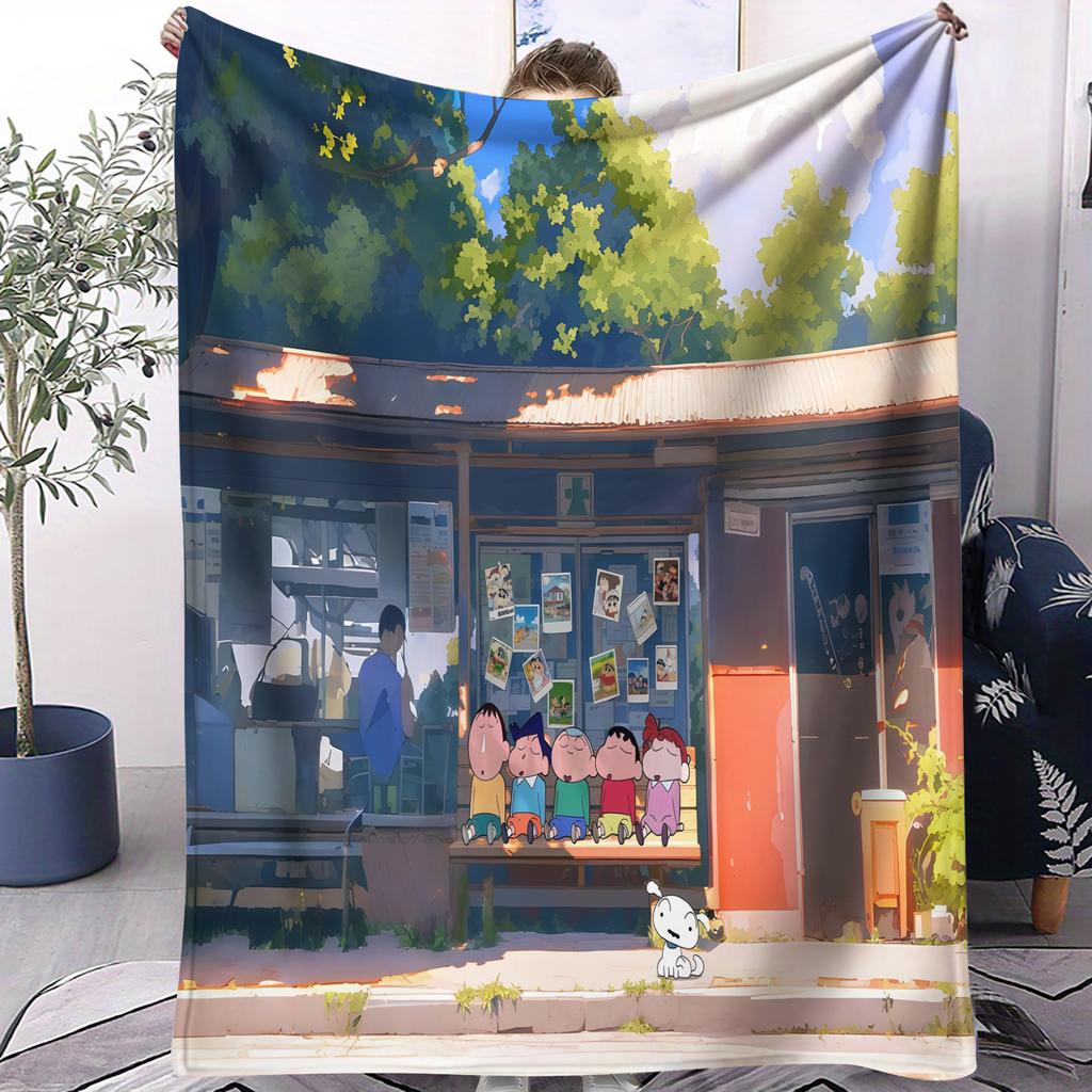 Crayon Shinchan Anime Style Blanket Soft Comfortable All Season Skin Friendly For Bedroom Dorm Sofa Office Car  Nap Kids Gift