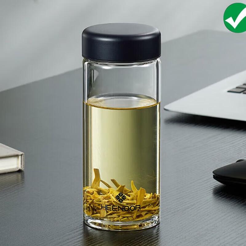 HEENOOR Portable High Borosilicate Glass Water Bottle