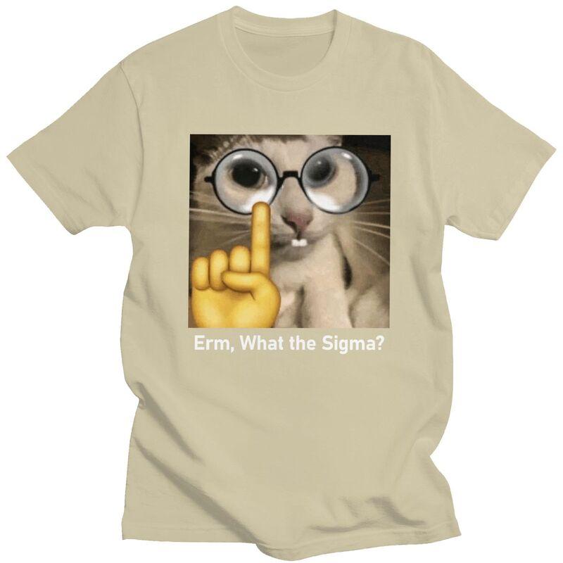 Custom Male What The Sigma Cat Meme T Shirts ShortSleeve Cotton Tshirt Leisure Humor Sarcastic Quote Tee Clothes