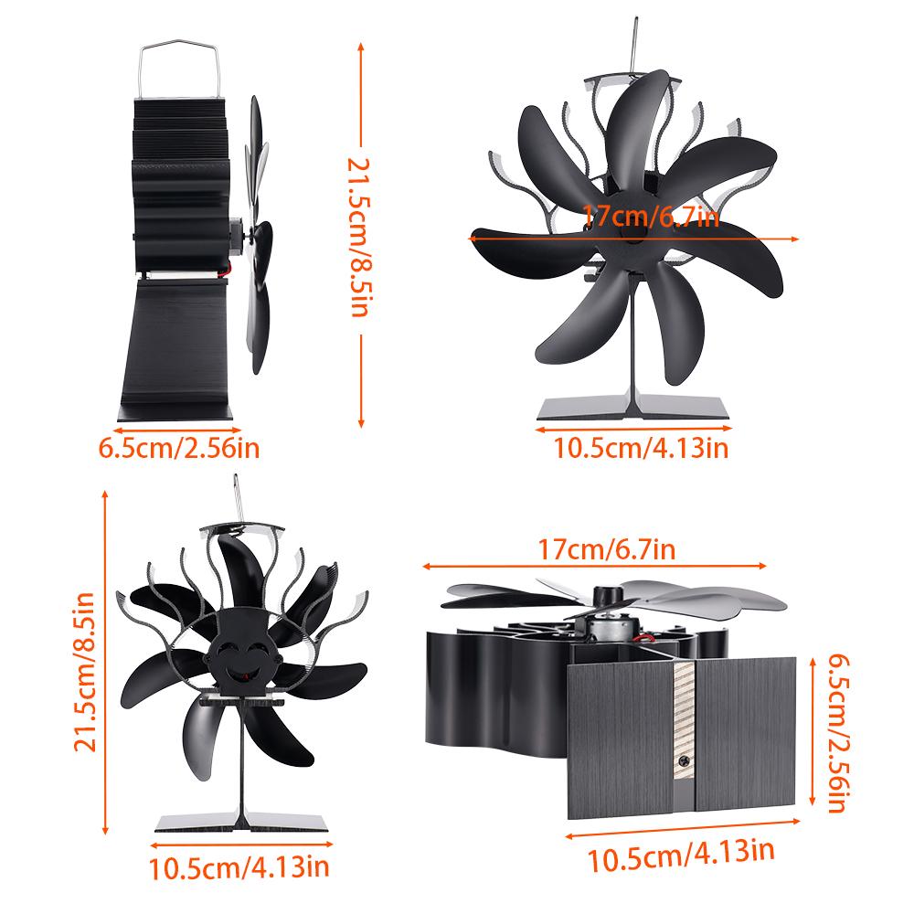 7 Blade Wood Stove Fan Heat Powered heat shield Silent Non-Electric Heat Activated efficient Fireplace Fan Wood Burning Stove