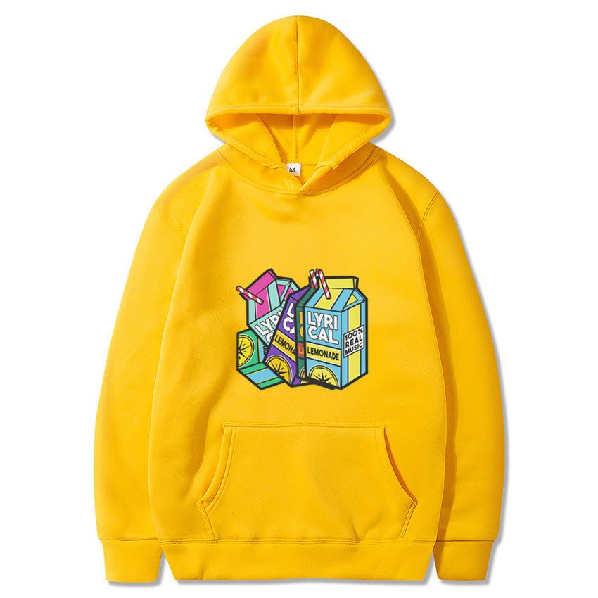 Lyrical Lemonade Lemon-Print Fleece-Lined Hooded Sweatshirt for Men and Women