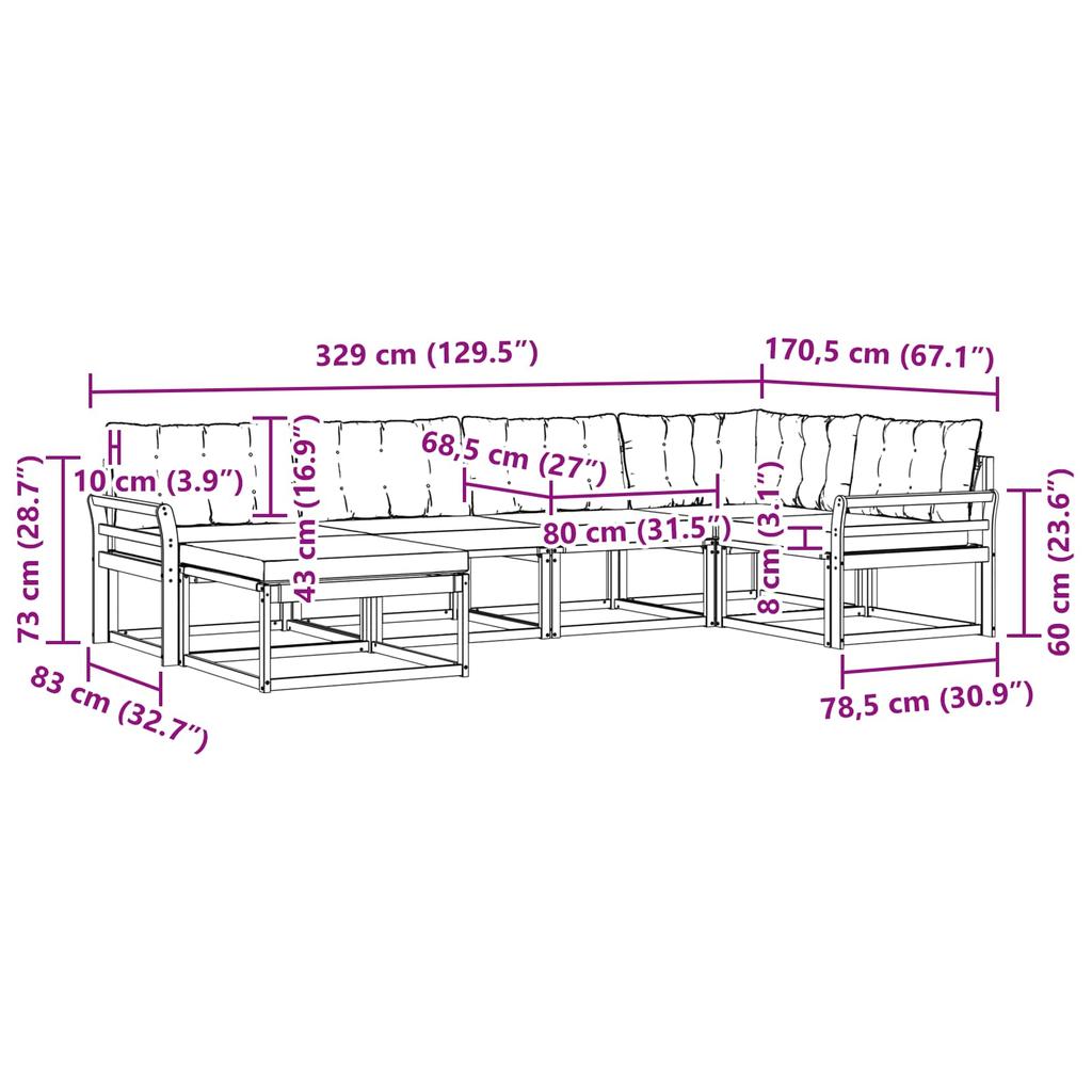 Outdoor Sofa Set with Cushions 6 Pcs White and Beige