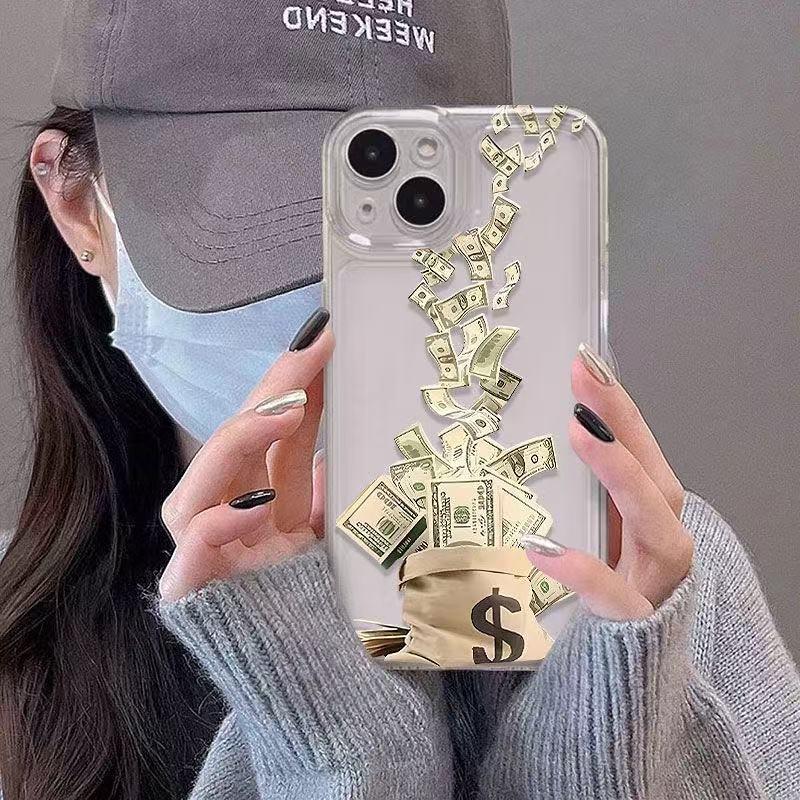 Custodia per iPhone Stile Euro-Americano con Gocce di Denaro - Compatibile con iPhone 11/12/13/14/15/Pro/Pro Max, Design Antiurto