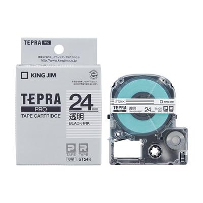 King Jim Tepra PRO Schriftbandkassette, 24 mm, transparente Buchstaben, Länge 8 m, ST24K [Original], Etikett/Schwarz