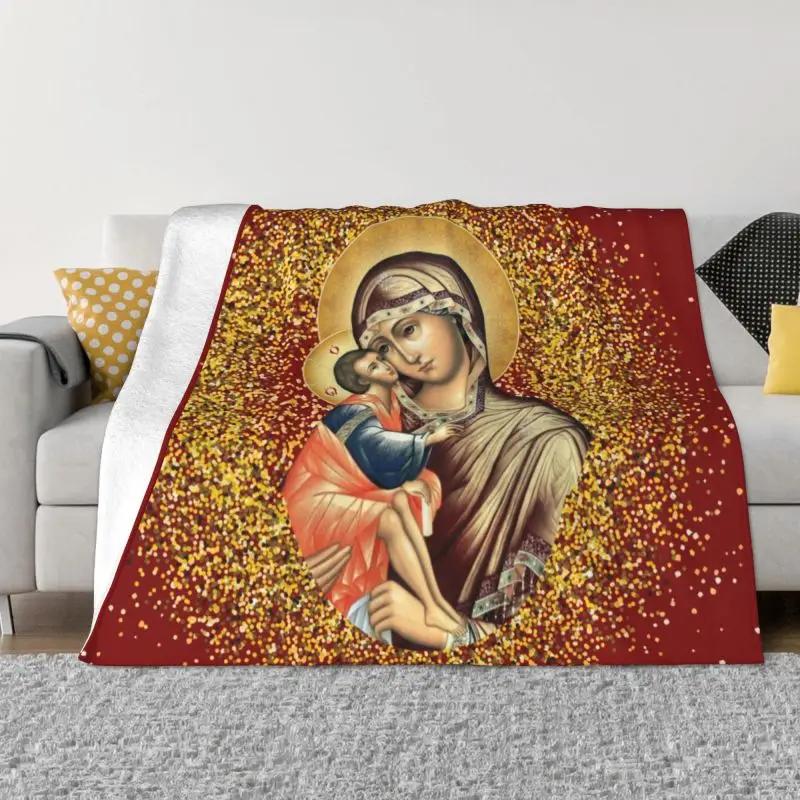 Coperta Vergine Maria di Fatima in Pile di Flanella Portogallo Rosario Coperte da Divano Cattoliche per Viaggio Camera da Letto Copriletto per Divano
