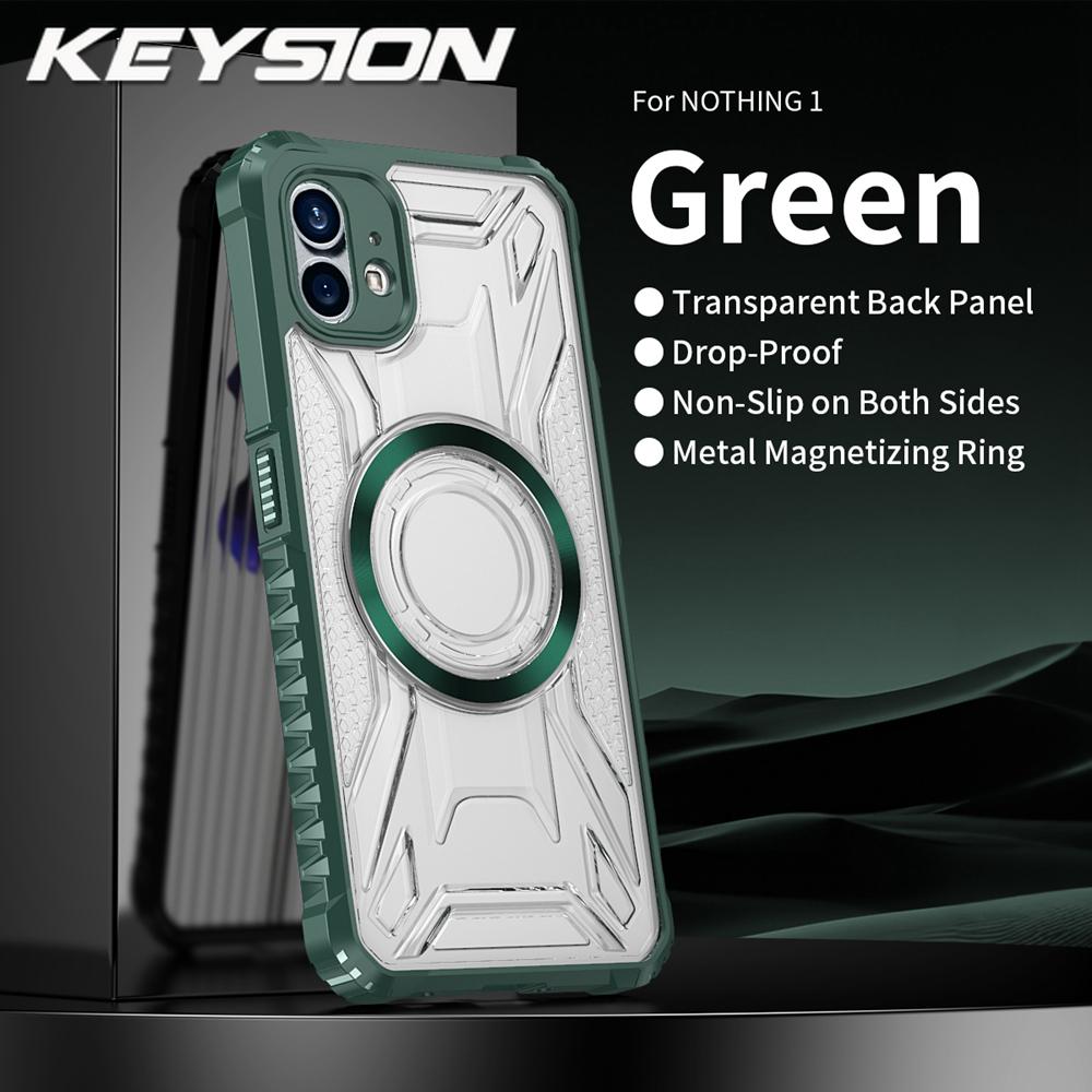 KEYSION Transparent Magnetic Case for Nothing Phone 2 1 Silicone+PC Heavy Duty Shockproof Phone Cover for Nothing Phone 1 2