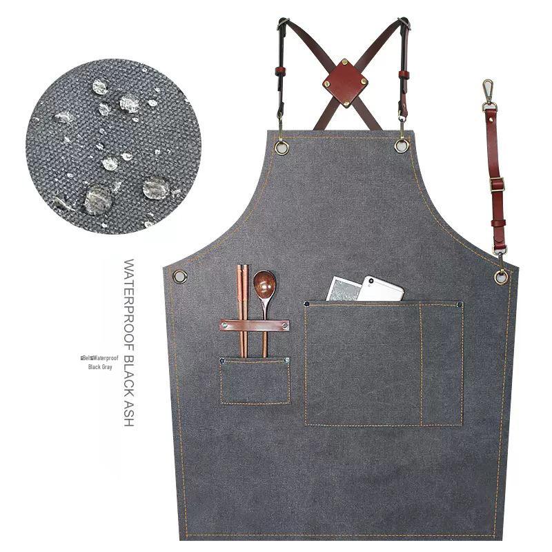 Women's Celebrity-Style Thick Canvas Apron for Hairdressers, Milk Tea Shops, and Baristas
