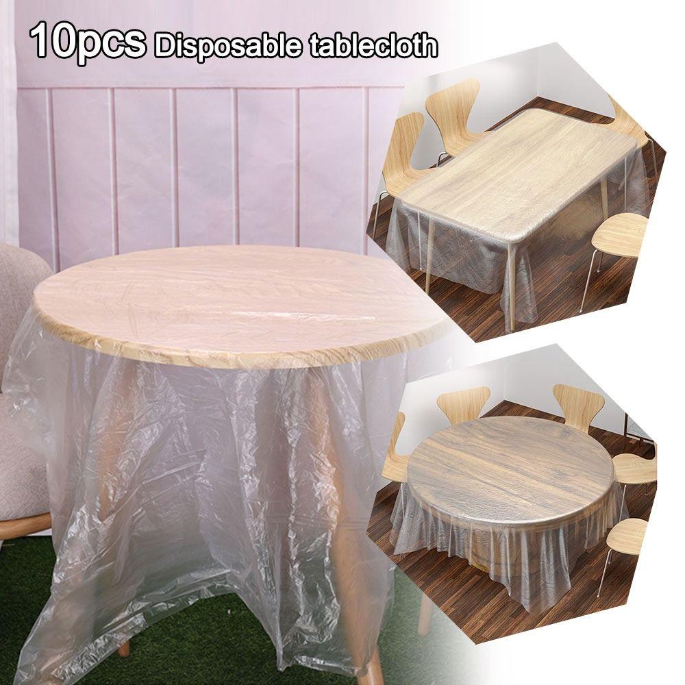 10 Stück PE Einweg-Tischdecke Runde Tischdecke für Picknicks im Freien Hochzeitsempfang für Gäste