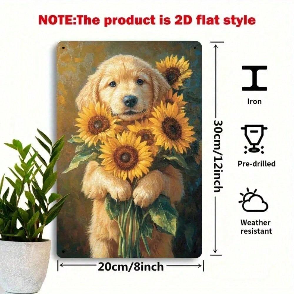 Vintage Sunflower Metal Tin Sign 8x12 Inch Rustic Farmhouse Wall Art Living Room Porch Decor